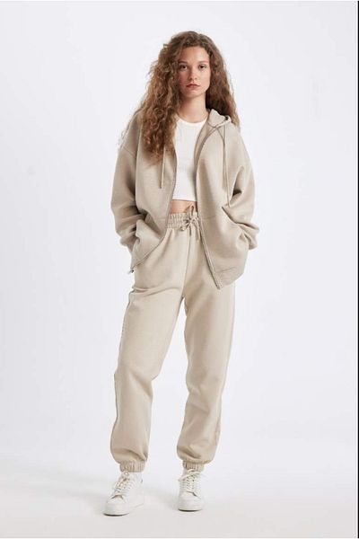 DeFacto Γυναικείο Jogger Sweatpants με Χοντρό Ύφασμα - Μακρύ Μήκος με Ελαστική Ταινία