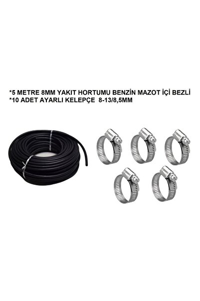 CMEPARTS 8mm Akaryakıt Hortumu BENZİN - MAZOT içi Bezli Özel 5 Metre - 10 Ade...