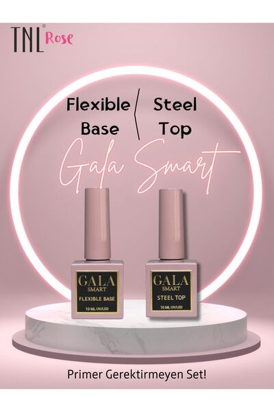gala smart Flexible Base 10 ml Steel Çelik Top Coat 10 ml Set Kalıcı Oje Prot...