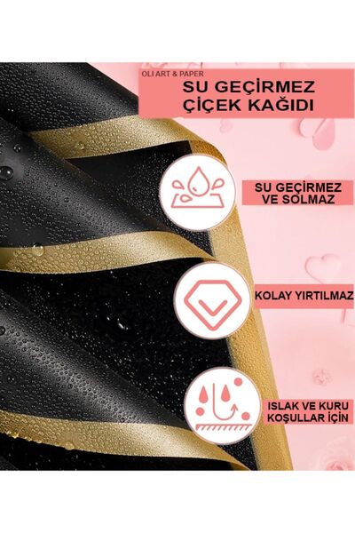 OLİ Art Çiçek Ambalaj Kağıdı Beyaz Altın Kenarlı 4 Adet Yapay Çiçek Kuru Çiçek Canlı Çiçek Buket Kağıdı