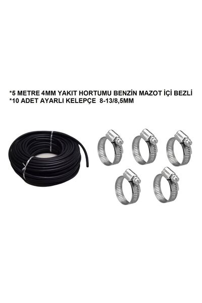 CMEPARTS 4mm Akaryakıt Hortumu BENZİN - MAZOT içi Bezli Özel 5 Metre - 10 Ade...