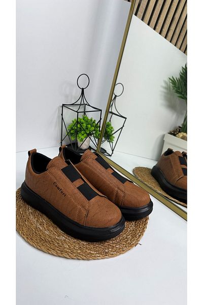 Nstil Pantofi casual pentru bărbați - negru maro, tocuri înalte, talpă cu model, pantofi sport cu vârf oval 109