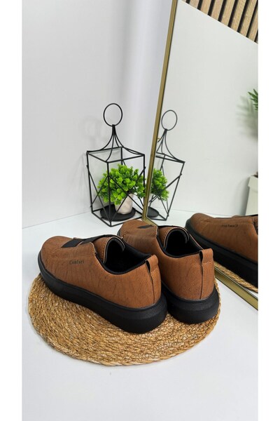 Nstil Ανδρικά αθλητικά παπούτσια casual - μαύρο μαύρισμα, ψηλοτάκουνα, σόλα με σχέδια, αθλητικά παπούτσια με οβάλ μύτη 109