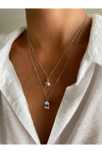 MagicStone Summer Star Gümüş Renk İkili Kombin Kolye