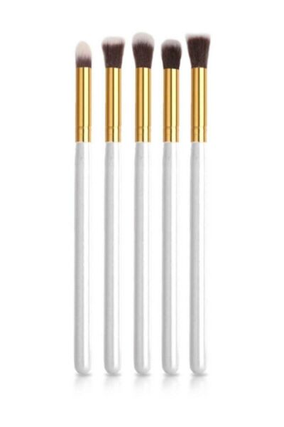 MUJGAN مجموعة فرش مكياج كلاسيكية مكونة من 5 قطع باللون الأبيض الوردي