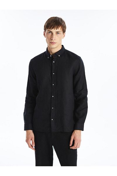 LC Waikiki Lcw Vision Pánská plátěná košile – bílá, Slim Fit, Dlouhý rukáv
