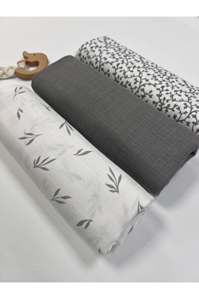 Sahra İpek مجموعة من 3 بطانيات من القطن العضوي - 80 سم × 80 سم