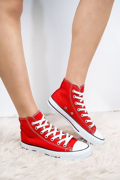 StWenn Unisex Long Red Linen Convers Model Sneaker Linen Sports Shoes