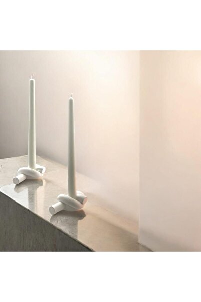 M&C Concept Dekoratif İkili Düğüm Şamdan  İkili Düz Şamdan Mumu Set