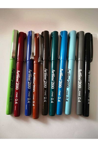 artline 200 Fineliner 0.4 Mm Fine Tip Writing and Drawing Pen 10colors