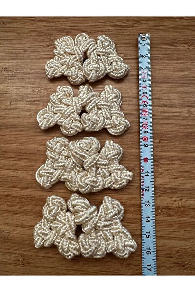 e tuhafiye 4 bucăți de nasturi chinezești cu design manual de culoare crem