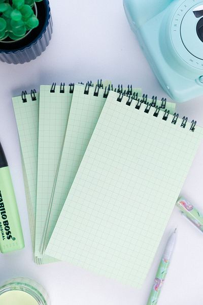 Dream Notes Green 4-Piece Checked Notebook Set - 9X15 Cm, 50 Sheets Spiral School Notebook