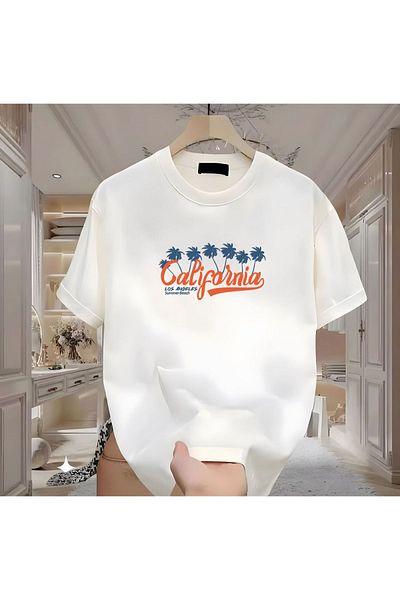 BİKOMBİNE Λευκό T-Shirt - California Printed