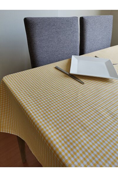 Melis Home مفرش طاولة، 170x170 أصفر مربعات