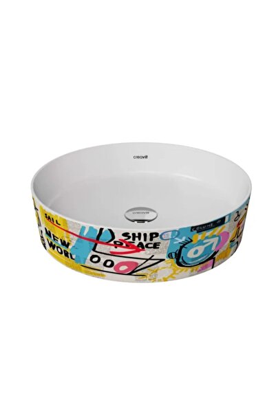 Creavit LP140 Loop Yuvarlak Çanak Lavabo Ø40 cm Grafiti Desen Uygulamalı