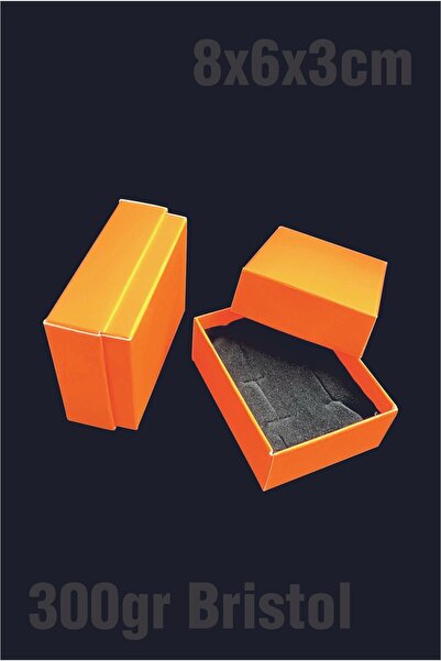 Örün Matbaa Turuncu 8x6x3cm Süngerli Takı Kutusu Kolye, Bileklik, Mini Set Ku...