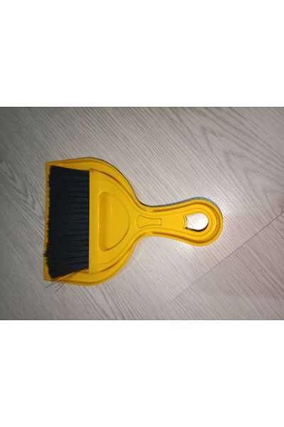 HANK 2 Pieces Mini Dustpan - with Small Brush, Perfect Sulfur Yellow 22X15 Cm, for Home, Office, Auto