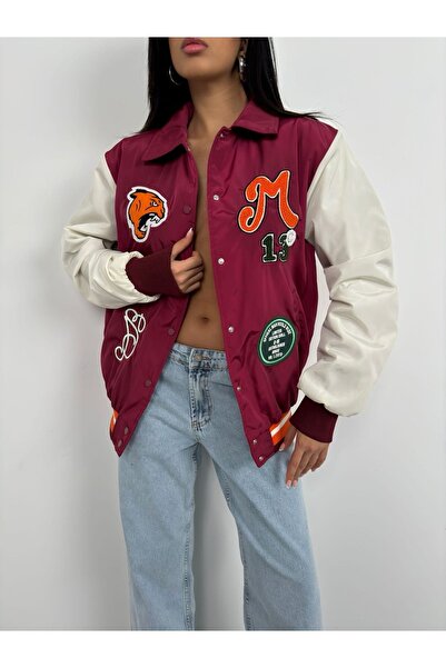 BLACK Oversize Mürdüm Kolej Ceket