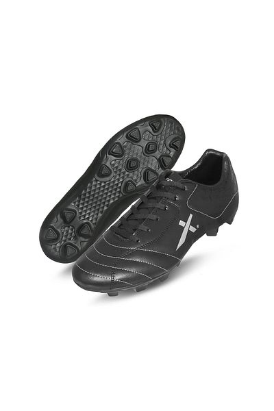 Vector X Dynamic Football Shoes (Black/Silver, 5 UK/ 6 US / 39 EU) | Synthetic Leather | PVC sole
