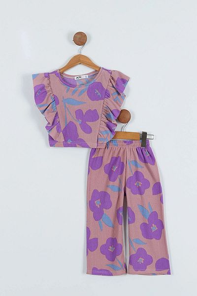 Murat Baby Girl's Set with Ruffled Sleeves and Flower Detail