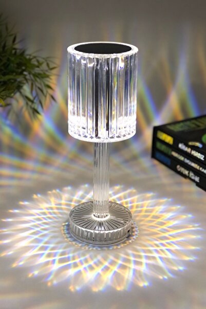 HANGAST Hl-006 Kristal Şarjlı Gatsby Masa Lambası Ledli Akrilik 3 Renk Dokunm...