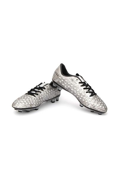 Nivia Reptile Football Stud/Shoes (Silver/Black, 11 UK/ 12 US / 45 EU) | Leather | Moulded Insole