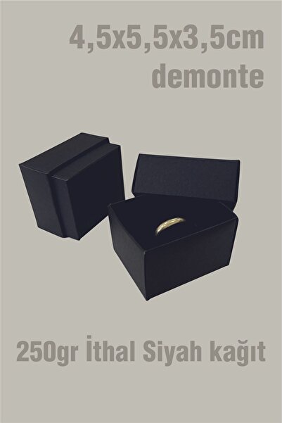 Örün Matbaa İthal Kağıt Siyah Renk Süngerli Yüzük Kutusu 5,5x4,5x3,5cm - 24 Adet Demonte Sevk