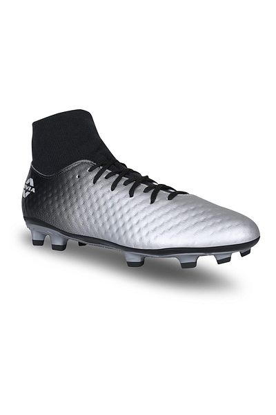Nivia Oslar 2.0 Football Shoes (Silver/Black, 8 UK/ 9 US / 42 EU) | Brethble Mesh Upper