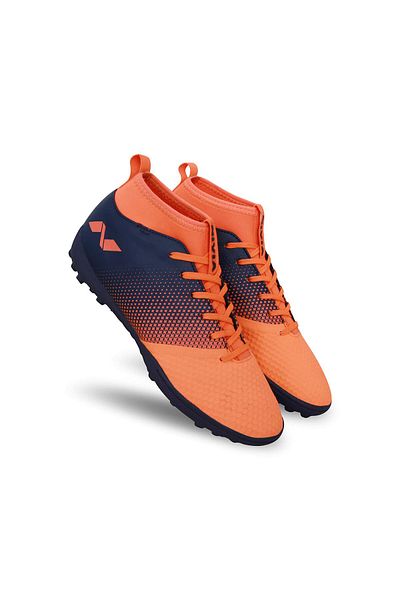 Nivia Ashtang Football Turf Shoes (Fluro Orange, 3 UK/ 4 US / 37 EU) | Rubber, Moulded Insole