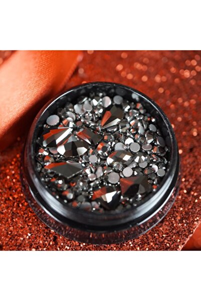 EDA LUXURY BEAUTY Jet Gümüş Lüks 3d Metalik Kristal Taş Parlak Makyaj Gem Dek...