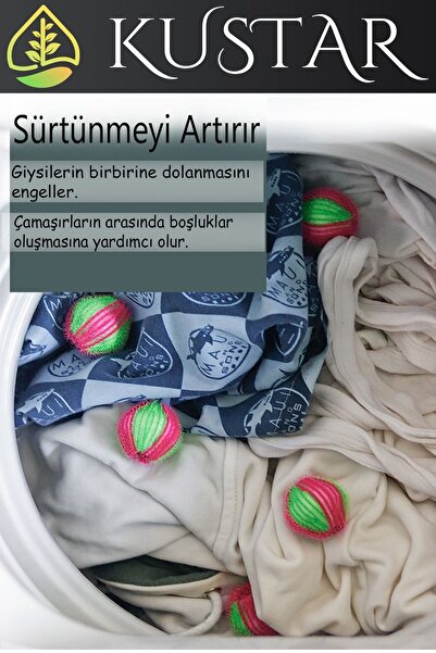 KUSTAR 6 Adet Sihirli Elbise Yıkama Kurutma Tiftik Temizleme Topları Saç Tüy Kıl İp Temizleme Topları