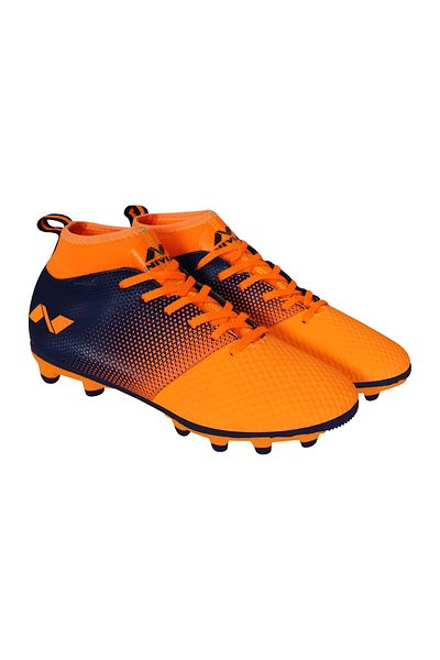 Nivia Ashtang Football Studs (Orange/Black, 8 UK/ 9 US / 42 EU) | Synthetic Leather, Moulded Insole