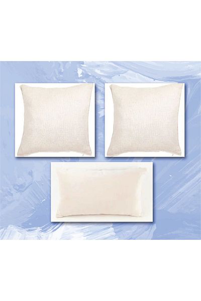 NGY 3-Piece Natural Raw Linen Throw Pillow Cover Suitable for Punch Processing Throw Pillow Cover