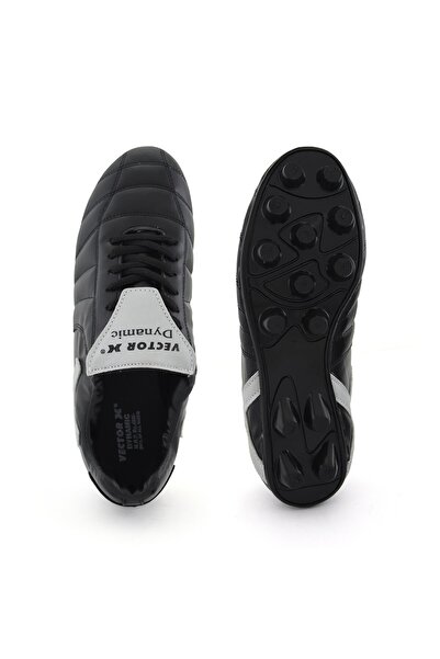 Vector X Dynamic Football Shoes (Black/Silver, 11 UK/ 12 US / 45 EU) | Synthetic Leather