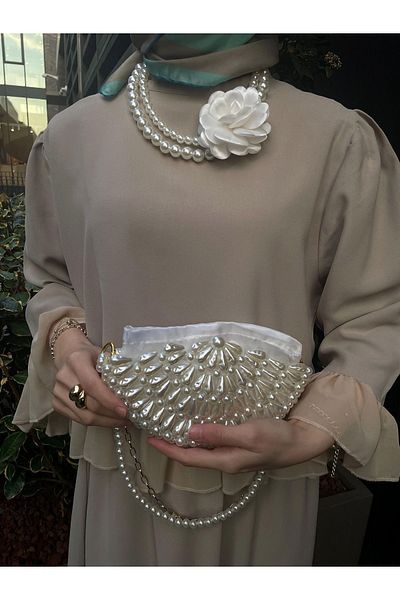 BEYBACO CUSTOM DESIGN STATUE MODEL PEARL BEAD BAG - PEARL HANDBAG - PEARL BEAD BAG - HANDBAG