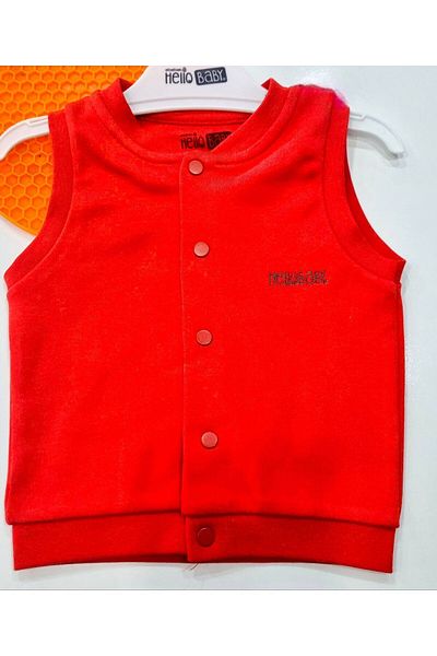 Uğur bebe Red Unisex Baby Vest - 100% Natural Cotton, Snap Fastener
