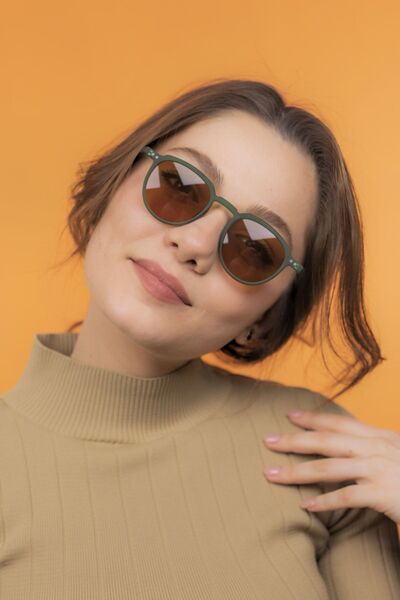 LUNOX Lucia Matte Green Unisex Sunglasses