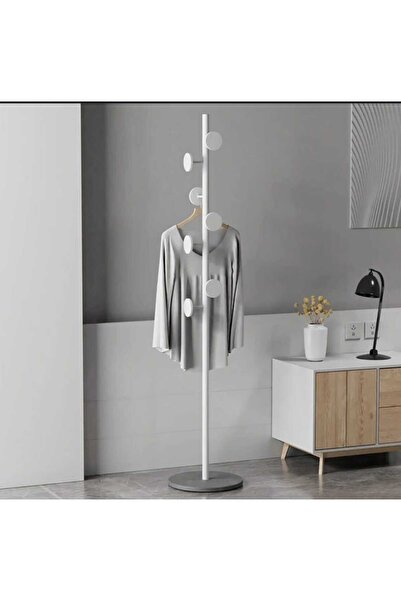 TRENDESK Metal Beyaz Ayaklı Askılık Elbise Askısı Portmanto Askılık 165*32 Cm...