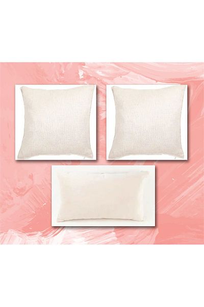 NGY 3-Piece Natural Raw Linen Throw Pillow Cover Suitable for Punch Processing Throw Pillow Cover