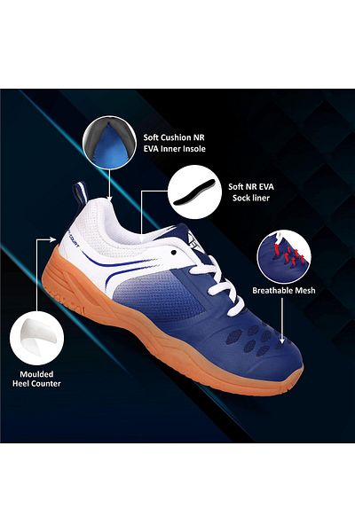 Nivia HY-COURT KIDS 2.0 BADMINTON SHOE,blue, 12