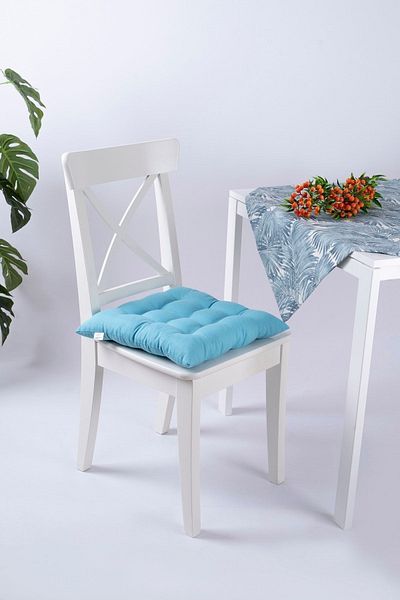 ALTINPAMUK Daisy Pofidik Turquoise Chair - 9 Stitched Cushions with Laces