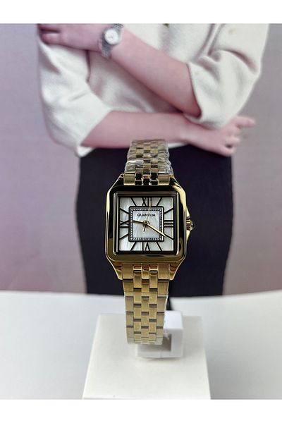 Quantum Gold Square Women's Wristwatch - 5 Atm Waterproof, 2 Years Warranty