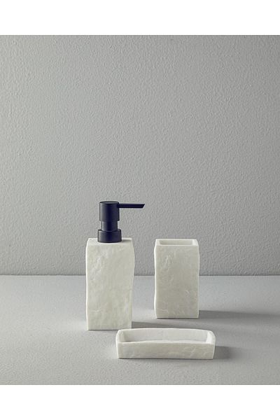 English Home Λευκό Μαρμάρινο Σετ Μπάνιου 3 τεμαχίων Polyresin
