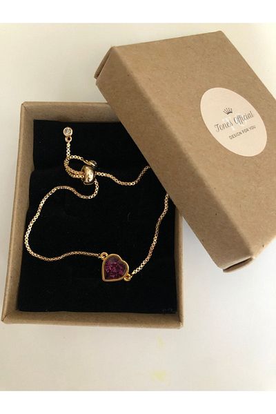 tones official Heart Bracelet - Purple Stone Detailed