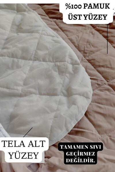 ELY PARKER Sessiz Renkli Alez Kahve-yatak Koruyucu-pamuklu-kapitoneli-fitted-tek-çift Kişilik-bebek Alezi