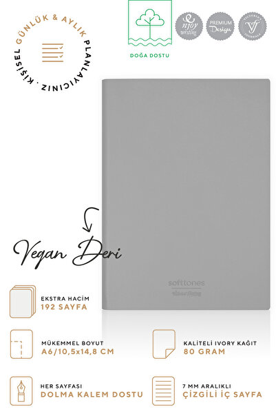 Victoria's Journals دفتر ملاحظات مخطط Softtons A6 مع غطاء مرن - 96 yp Cream