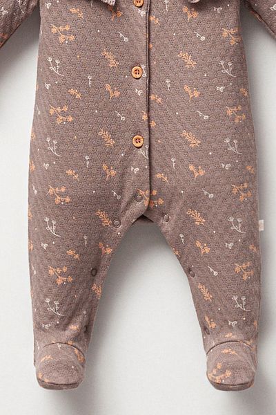 Cassiope Embroidery Detailed and Ruffle Patterned Baby Girl Jumpsuit - Front Buttoned and Booties