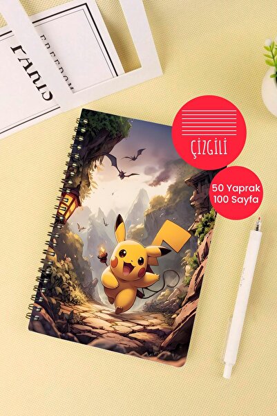 Anime Marketi دفتر ملاحظات مدرسي حلزوني حلزوني مقاس A5 بطابع بوكيمون 50 ورقة ...