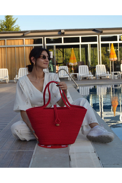 HomeTurko Women's Beach Bag - Jute Buttoned, Natural Handmade, Daily Casual Stylish Bag