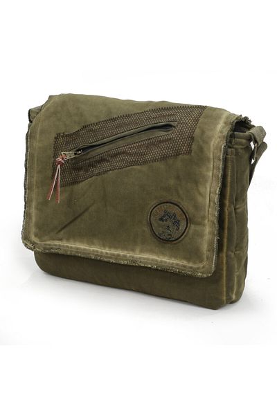 Old Cotton Cargo 7136 Robbie Green Vintage βαμβακερή τσάντα από καμβά - 14 ιντσών Laptop Casual Shoulder/School/Travel Bag